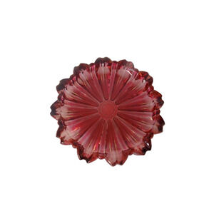 Vintage MCM cranberry carnival glass ashtray 1960 s